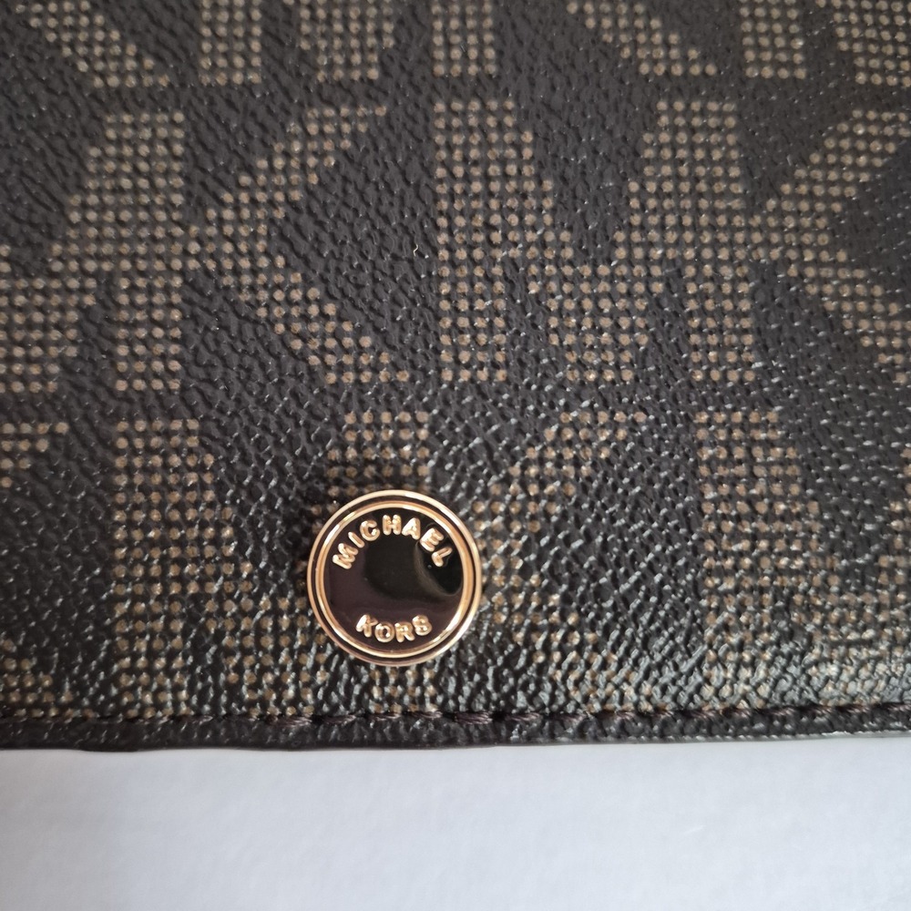 Michael Kors Signature Logo Brown Monogram Wallet Card Organizer MK - Picture 3 of 6